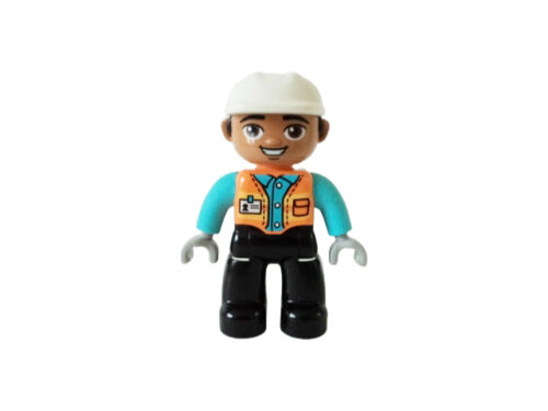 Lego_duplo_figurka_delnik_bila_helma_cerne_kalhoty