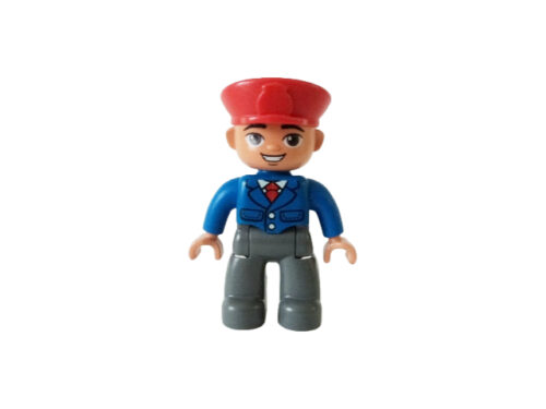 Lego_duplo_figurka_strojvudce_cervena_cepice_sede_kalhoty