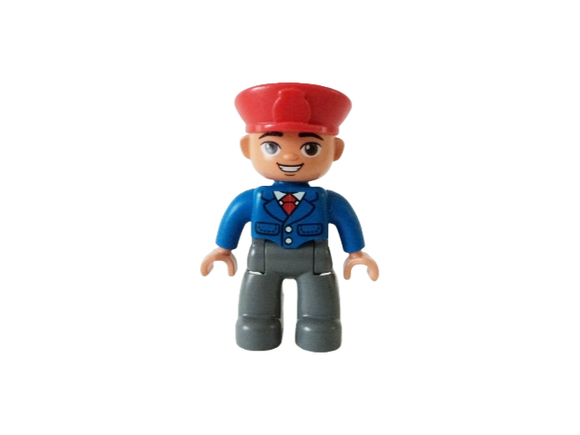 Lego_duplo_figurka_strojvudce_cervena_cepice_sede_kalhoty